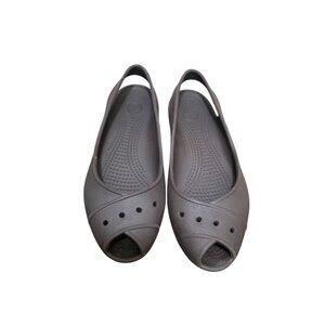 Crocs Womens Brown Open-Toe Slingback Flats Size W8 Lightweight & Comfortable Ru